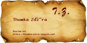 Thomka Zóra névjegykártya